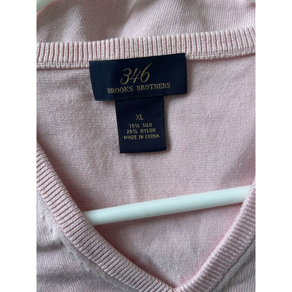 Brooks Brothers Sweater XL Silk Blend Pink V-Neck Pullover Preppy Ivy League - Picture 6 of 6